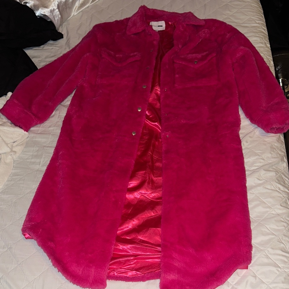 Fashion Nova Hot Pink Teddy Jacket